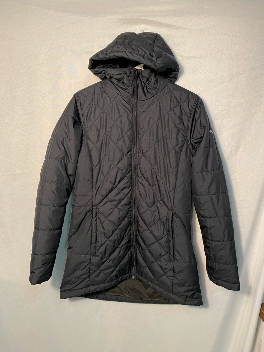 Woman’s Columbia Quilted Black Hooded Jacket with soft lining